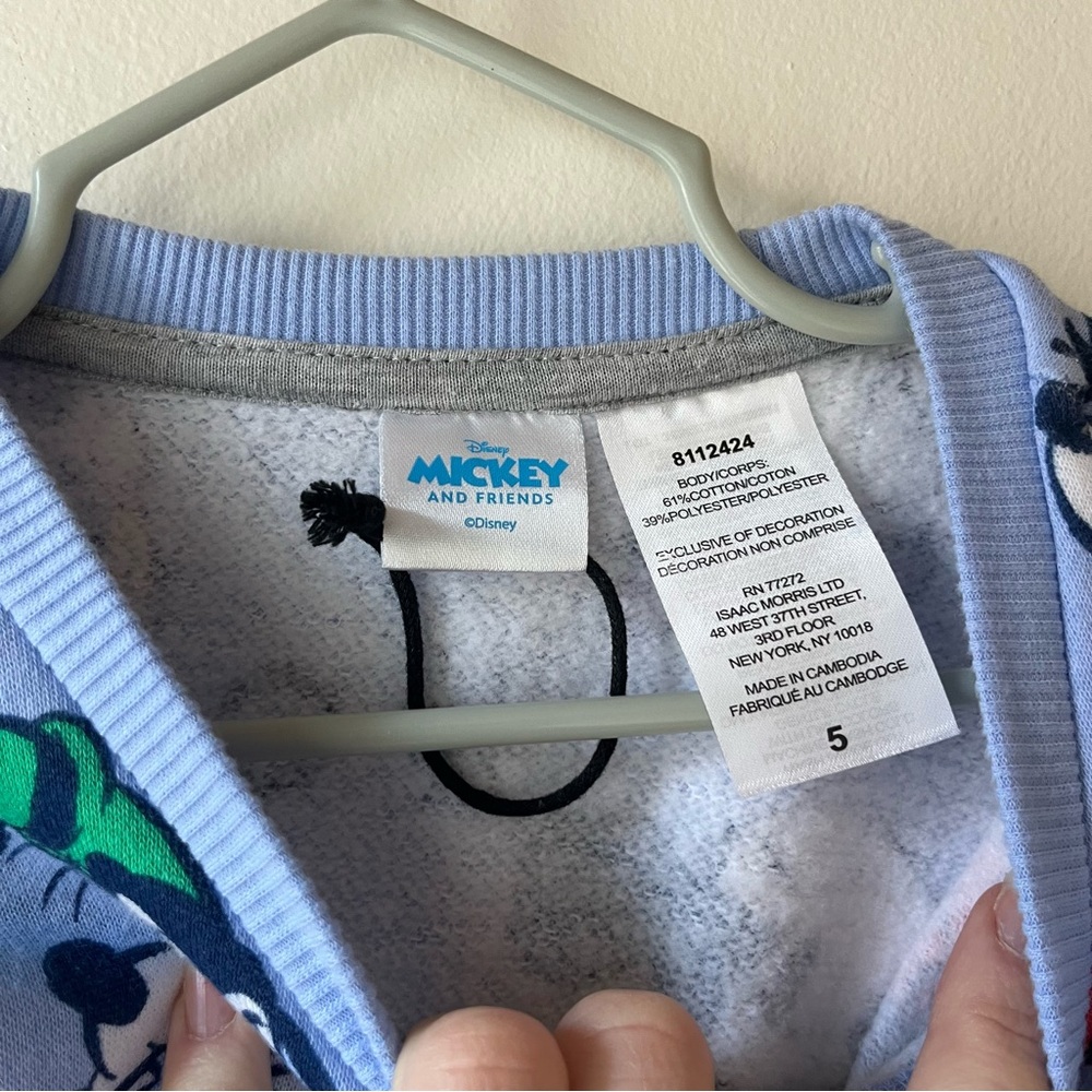 Disney Mickey & Friends Blue Sweatshirt Kids 5 Minnie Daisy Donald Goofy - Picture 3 of 8